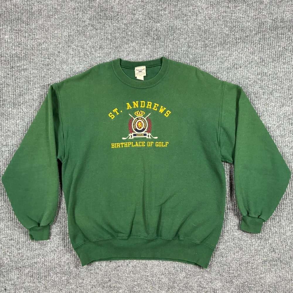 Vintage 90s St Andrews Golf Sweatshirt Mens XL Green Made USA Oarsman 913